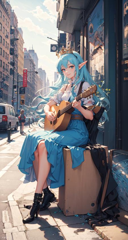 37673-3231765774-polaroid photo, masterpiece, best quality, 1girl, the cloud elf queen busks on the streets of new york, casual, sitting, playing.png